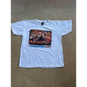 Vintage Diamond XL White T-Shirt "Bad To The Bone" Bulldog Blues Graphic C4